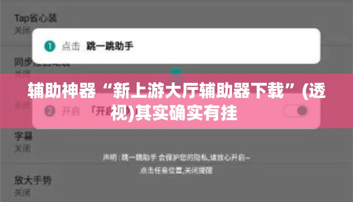 辅助神器“新上游大厅辅助器下载”(透视)其实确实有挂 