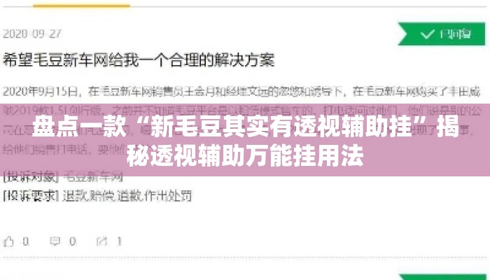 盘点一款“新毛豆其实有透视辅助挂	”揭秘透视辅助万能挂用法