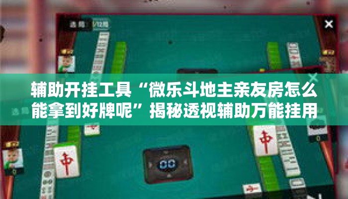 辅助开挂工具“微乐斗地主亲友房怎么能拿到好牌呢	”揭秘透视辅助万能挂用法