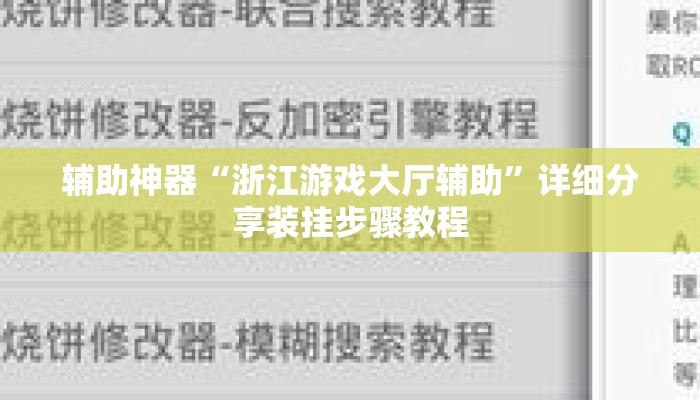 辅助神器“浙江游戏大厅辅助”详细分享装挂步骤教程