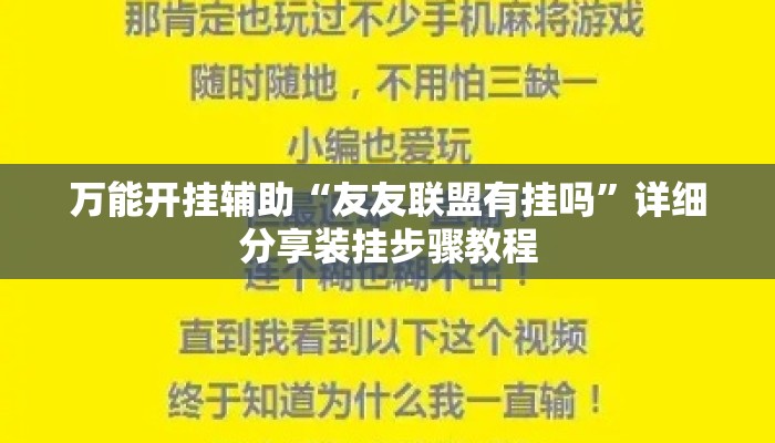 万能开挂辅助“友友联盟有挂吗”详细分享装挂步骤教程