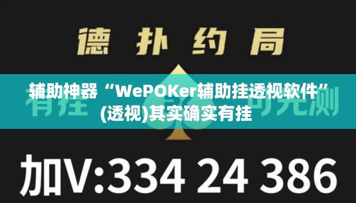 辅助神器“WePOKer辅助挂透视软件”(透视)其实确实有挂 