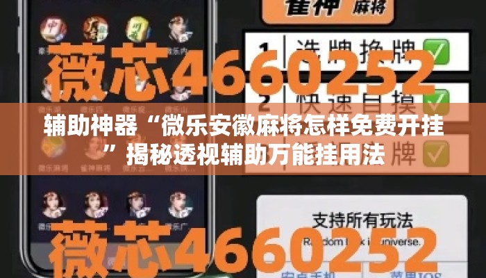 辅助神器“微乐安徽麻将怎样免费开挂”揭秘透视辅助万能挂用法