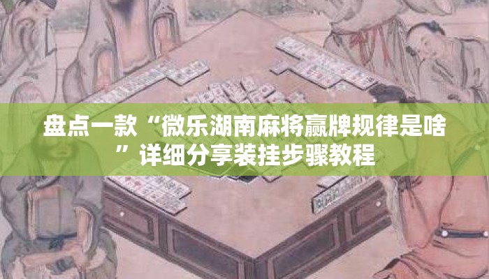 盘点一款“微乐湖南麻将赢牌规律是啥	”详细分享装挂步骤教程