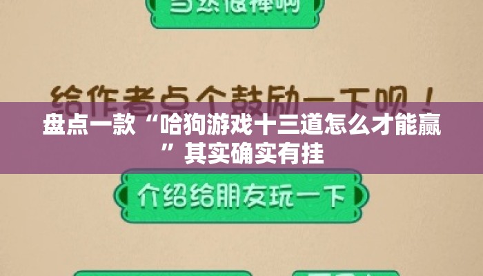 盘点一款“哈狗游戏十三道怎么才能赢	”其实确实有挂