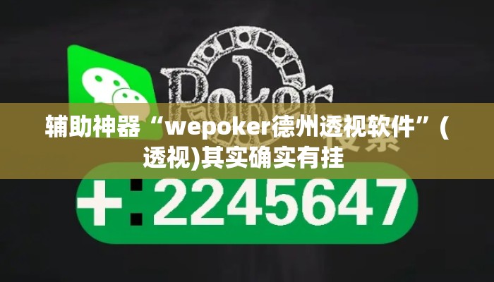 辅助神器“wepoker德州透视软件”(透视)其实确实有挂 
