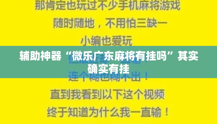 辅助神器“微乐广东麻将有挂吗”其实确实有挂