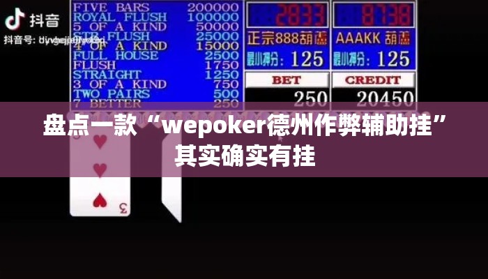 盘点一款“wepoker德州作弊辅助挂	”其实确实有挂