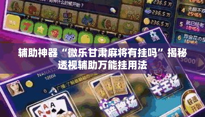 辅助神器“微乐甘肃麻将有挂吗	”揭秘透视辅助万能挂用法