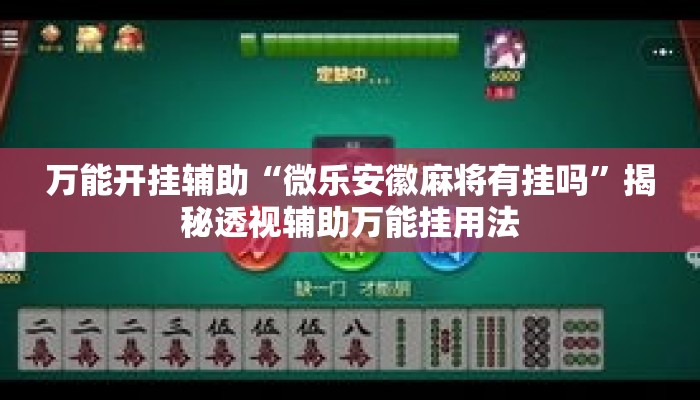 万能开挂辅助“微乐安徽麻将有挂吗”揭秘透视辅助万能挂用法