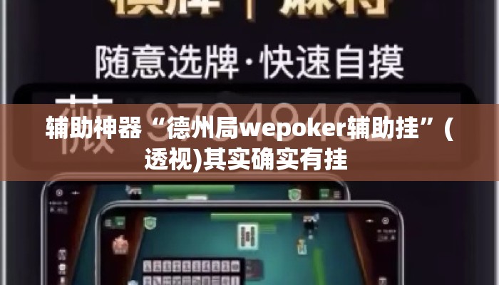 辅助神器“德州局wepoker辅助挂”(透视)其实确实有挂 