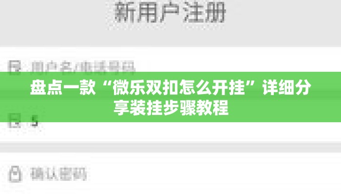 盘点一款“微乐双扣怎么开挂”详细分享装挂步骤教程