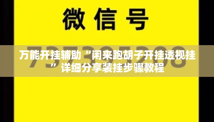 万能开挂辅助“闲来跑胡子开挂透视挂	”详细分享装挂步骤教程