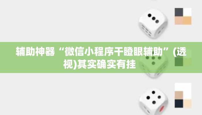 辅助神器“微信小程序干瞪眼辅助	”(透视)其实确实有挂 