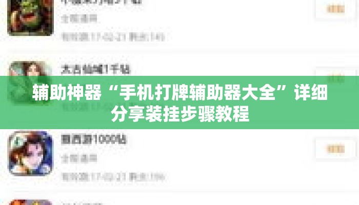 辅助神器“手机打牌辅助器大全”详细分享装挂步骤教程
