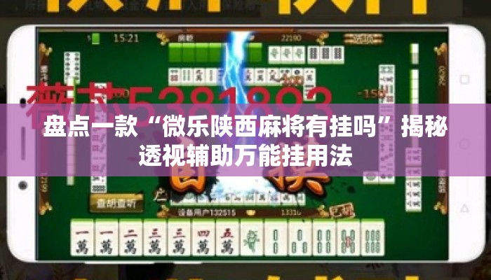 盘点一款“微乐陕西麻将有挂吗	”揭秘透视辅助万能挂用法