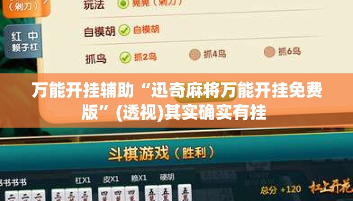 万能开挂辅助“迅奇麻将万能开挂免费版	”(透视)其实确实有挂 