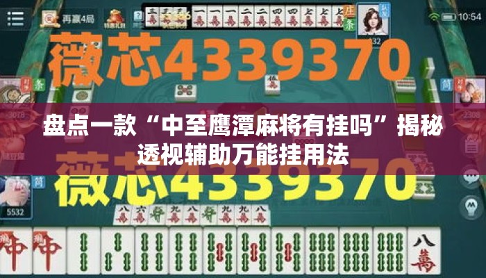 盘点一款“中至鹰潭麻将有挂吗	”揭秘透视辅助万能挂用法