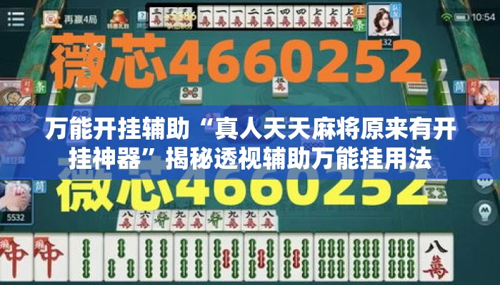 万能开挂辅助“真人天天麻将原来有开挂神器	”揭秘透视辅助万能挂用法