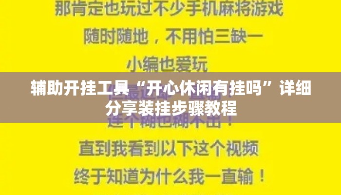 辅助开挂工具“开心休闲有挂吗”详细分享装挂步骤教程