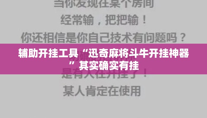 辅助开挂工具“迅奇麻将斗牛开挂神器”其实确实有挂