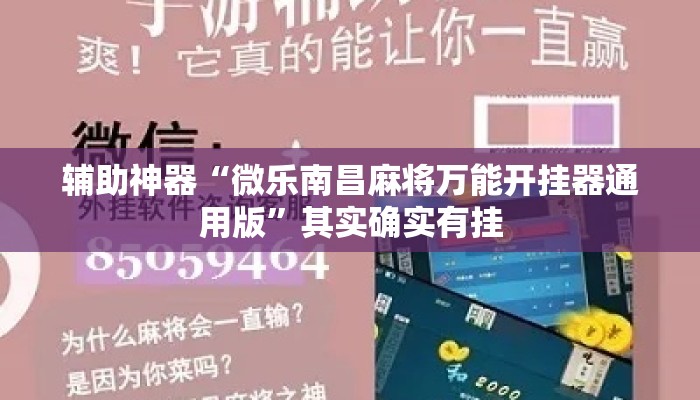 辅助神器“微乐南昌麻将万能开挂器通用版”其实确实有挂