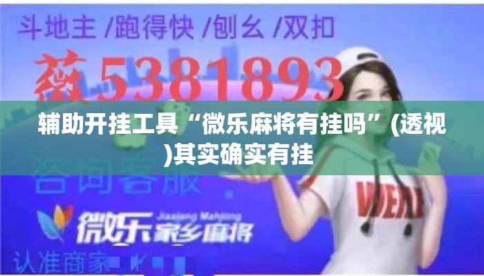 辅助开挂工具“微乐麻将有挂吗”(透视)其实确实有挂 