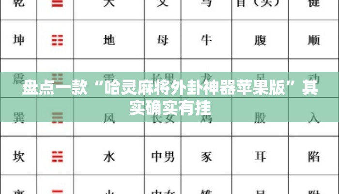 盘点一款“哈灵麻将外卦神器苹果版”其实确实有挂