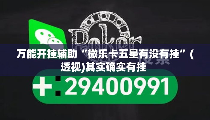 万能开挂辅助“微乐卡五星有没有挂”(透视)其实确实有挂 