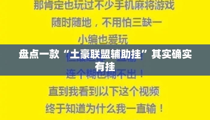 盘点一款“土豪联盟辅助挂	”其实确实有挂