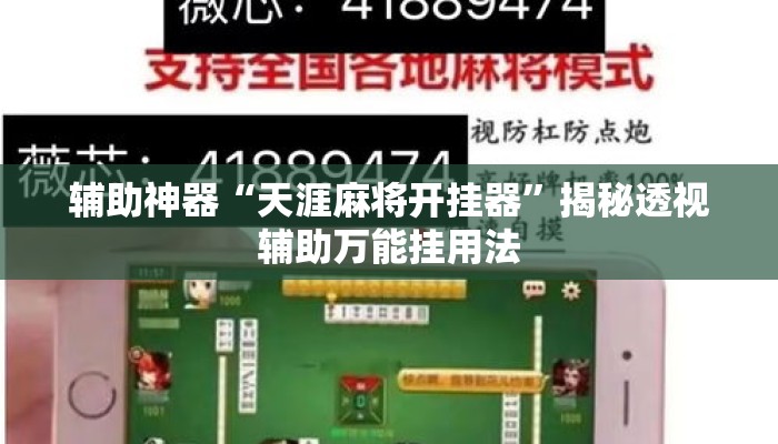 辅助神器“天涯麻将开挂器”揭秘透视辅助万能挂用法