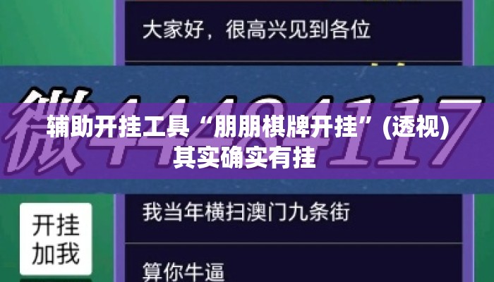 辅助开挂工具“朋朋棋牌开挂”(透视)其实确实有挂 