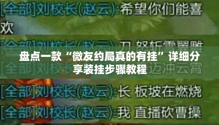 盘点一款“微友约局真的有挂”详细分享装挂步骤教程