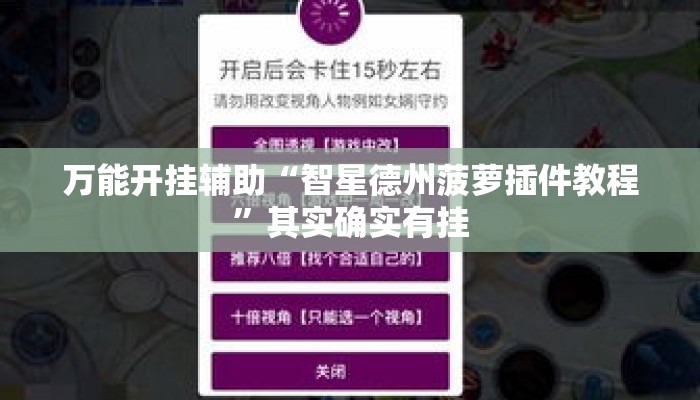 万能开挂辅助“智星德州菠萝插件教程”其实确实有挂