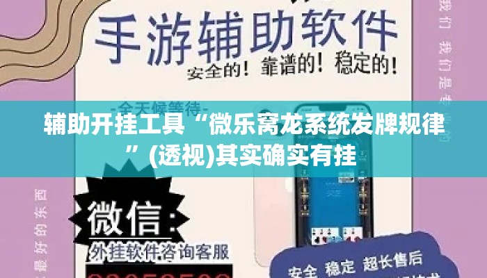 辅助开挂工具“微乐窝龙系统发牌规律”(透视)其实确实有挂 
