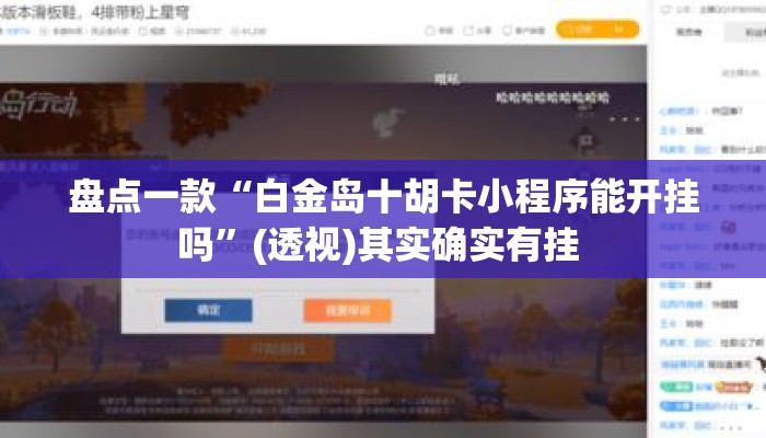 盘点一款“白金岛十胡卡小程序能开挂吗	”(透视)其实确实有挂 