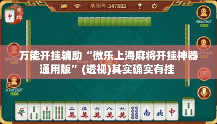 万能开挂辅助“微乐上海麻将开挂神器通用版”(透视)其实确实有挂 