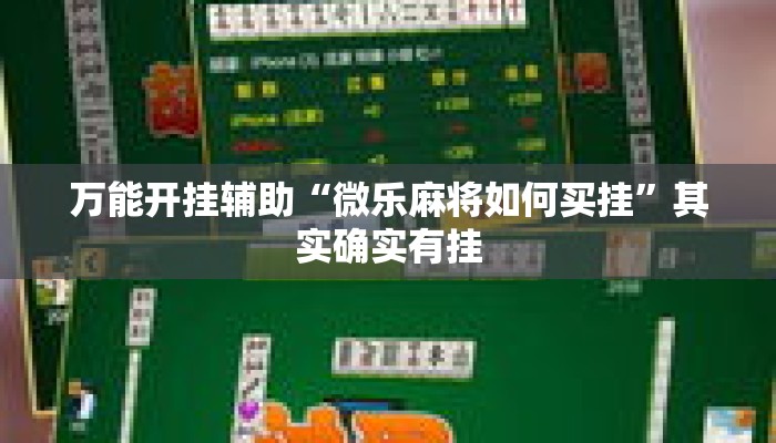 万能开挂辅助“微乐麻将如何买挂	”其实确实有挂