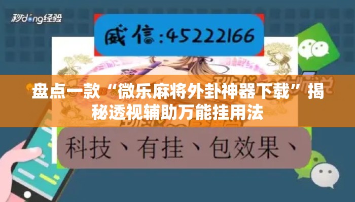 盘点一款“微乐麻将外卦神器下载”揭秘透视辅助万能挂用法