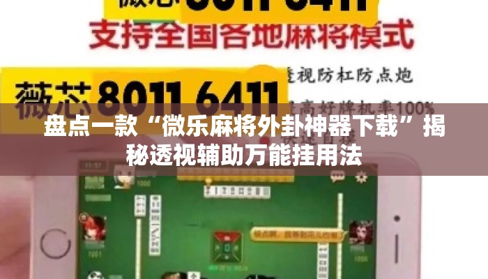 盘点一款“微乐麻将外卦神器下载	”揭秘透视辅助万能挂用法