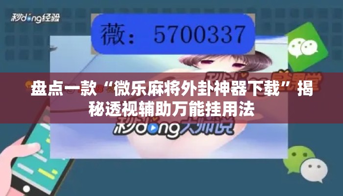 盘点一款“微乐麻将外卦神器下载”揭秘透视辅助万能挂用法