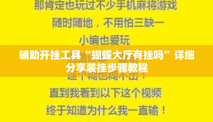 辅助开挂工具“蝴蝶大厅有挂吗”详细分享装挂步骤教程
