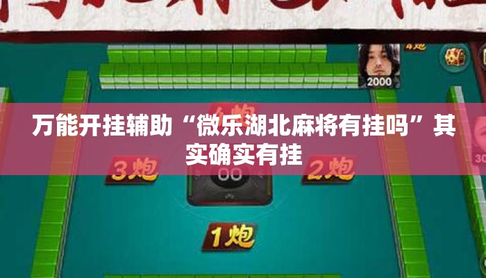 万能开挂辅助“微乐湖北麻将有挂吗”其实确实有挂