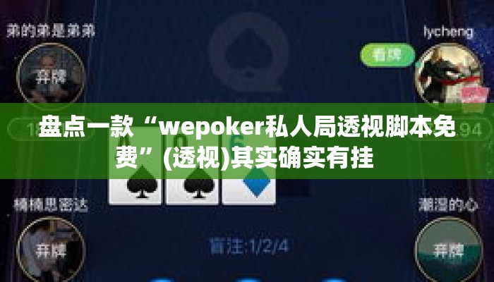 盘点一款“wepoker私人局透视脚本免费”(透视)其实确实有挂 