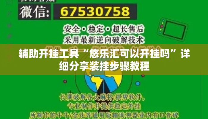 辅助开挂工具“悠乐汇可以开挂吗”详细分享装挂步骤教程