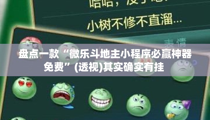 盘点一款“微乐斗地主小程序必赢神器免费	”(透视)其实确实有挂 