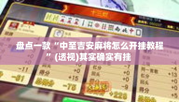 盘点一款“中至吉安麻将怎么开挂教程	”(透视)其实确实有挂 