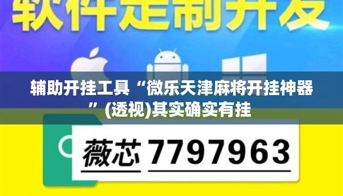辅助开挂工具“微乐天津麻将开挂神器”(透视)其实确实有挂 