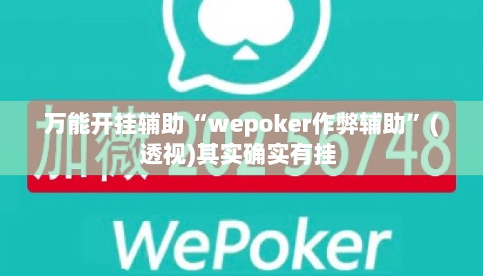 万能开挂辅助“wepoker作弊辅助	”(透视)其实确实有挂 