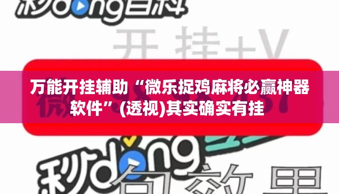万能开挂辅助“微乐捉鸡麻将必赢神器软件”(透视)其实确实有挂 